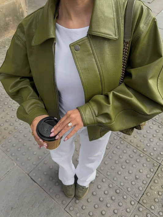 Simone - Chaqueta de cuero oversized