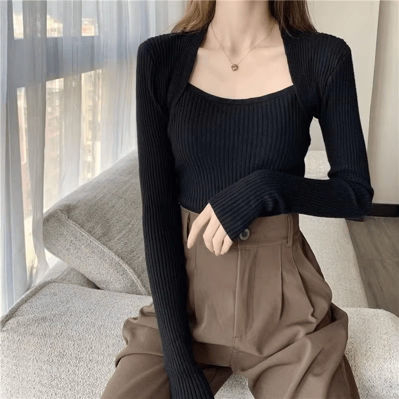 Frieda™ - Suéter de punto suave y cálido con escote cuadrado
