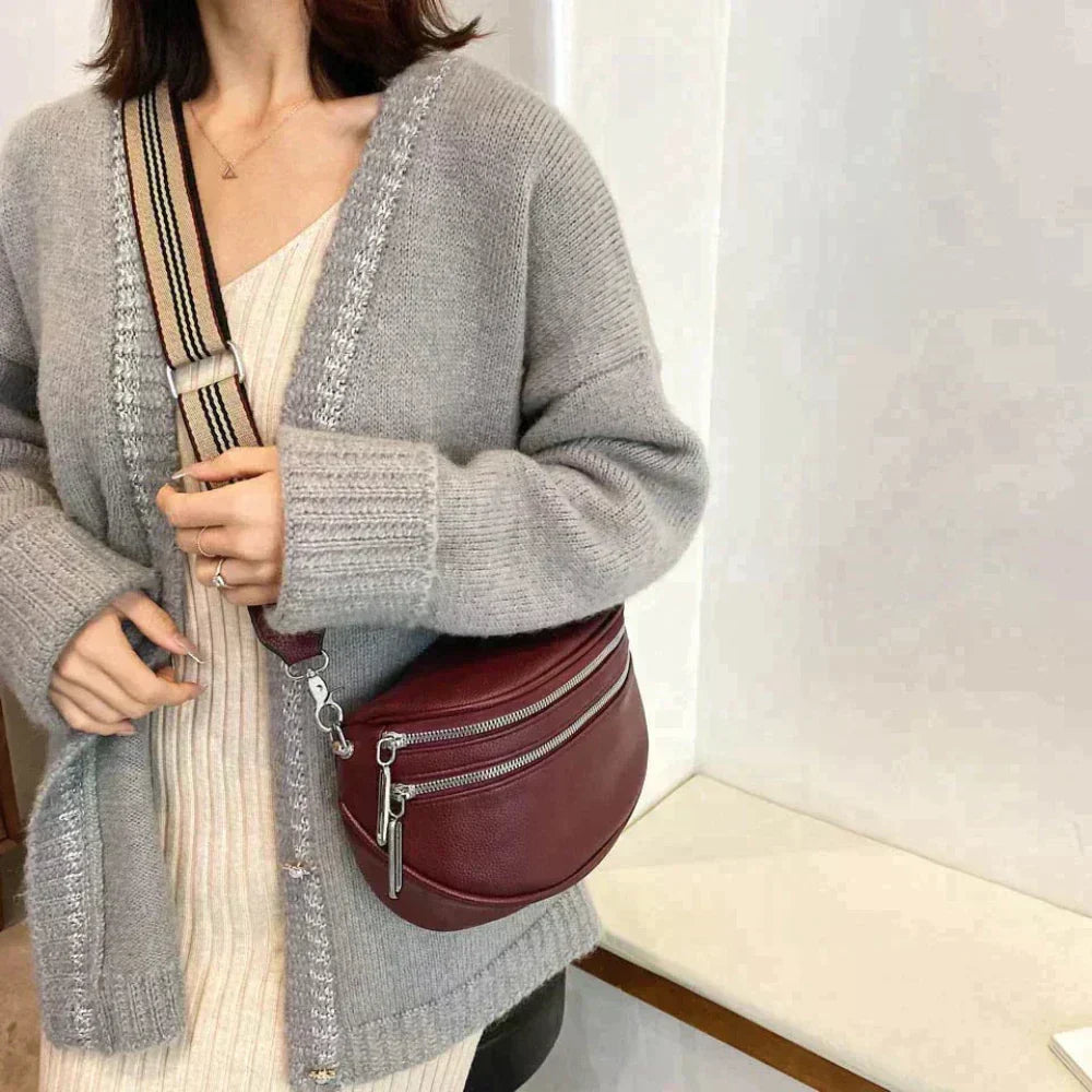 Bolso de hombro elegante de cuero, cómodo y atemporal