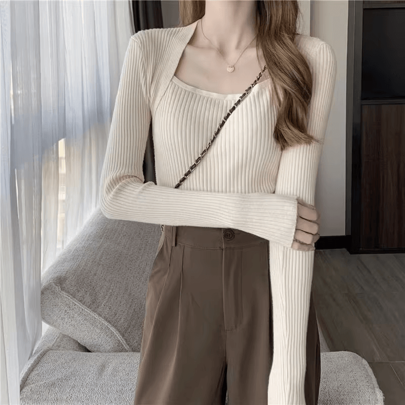 Frieda™ - Suéter de punto suave y cálido con escote cuadrado