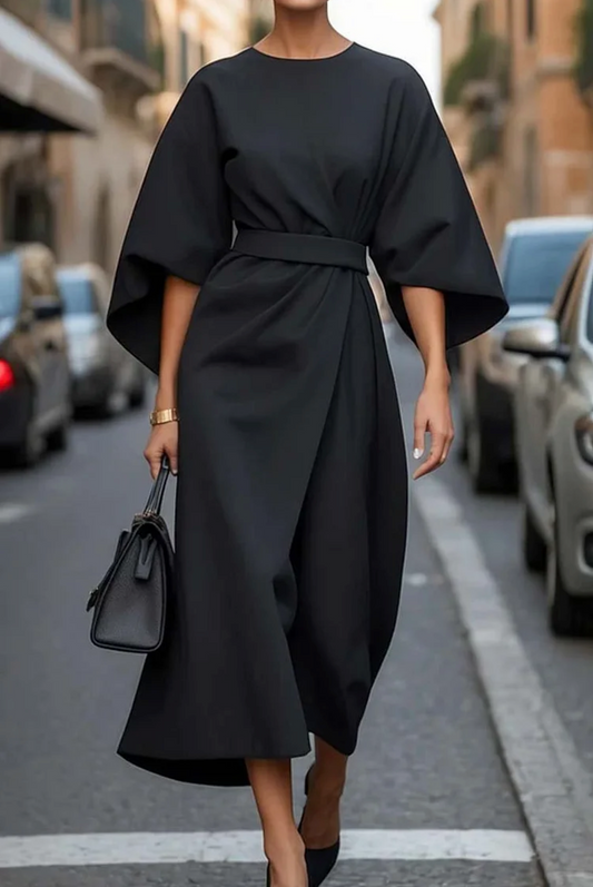Sofía – Vestido elegante con mangas farol y cinturón
