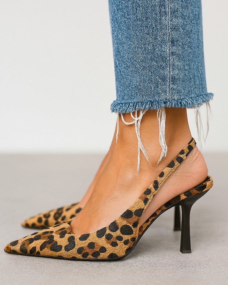 Noa™ | Tacones de Leopardo Kaki