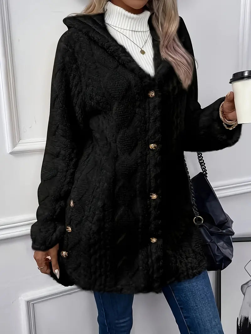 Storm - Abrigo de mujer elegante y cálido de teddy sherpa con capucha