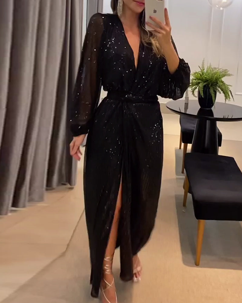Joelle | vestido con escote en V y alta abertura