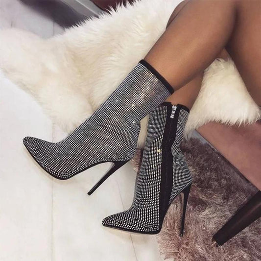 Chrystal | Botines brillantes con tacón alto
