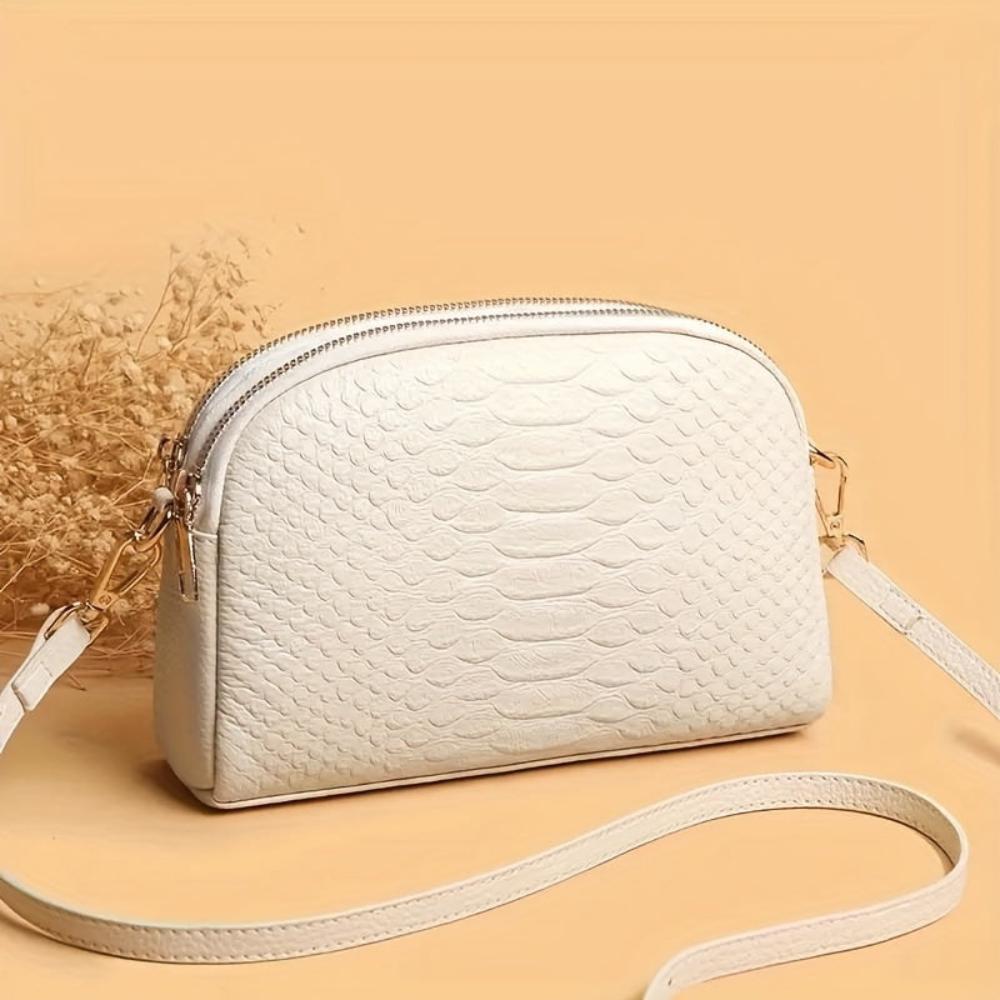 Elegante mini bolso de hombro de cuero sintético con patrón de cocodrilo, cómodo