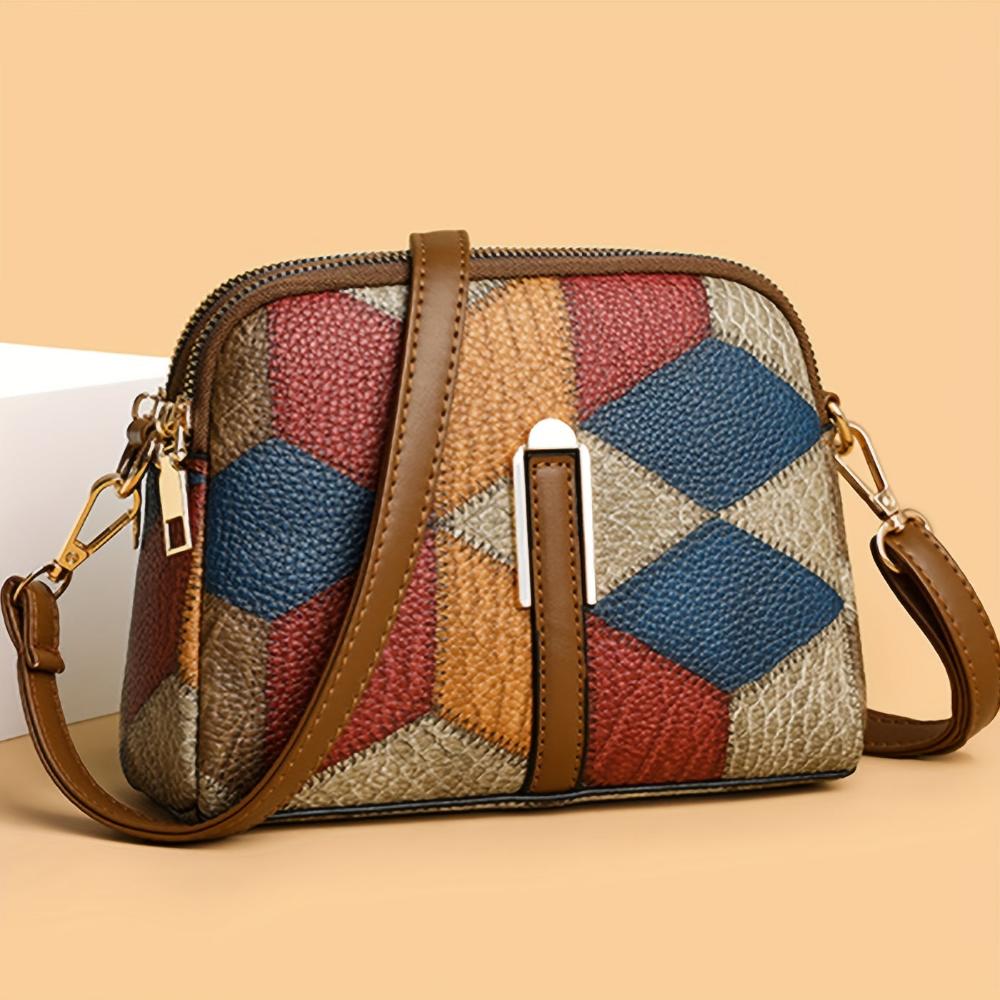 Mini bolso de hombro de patchwork, cómodo y atemporalmente elegante