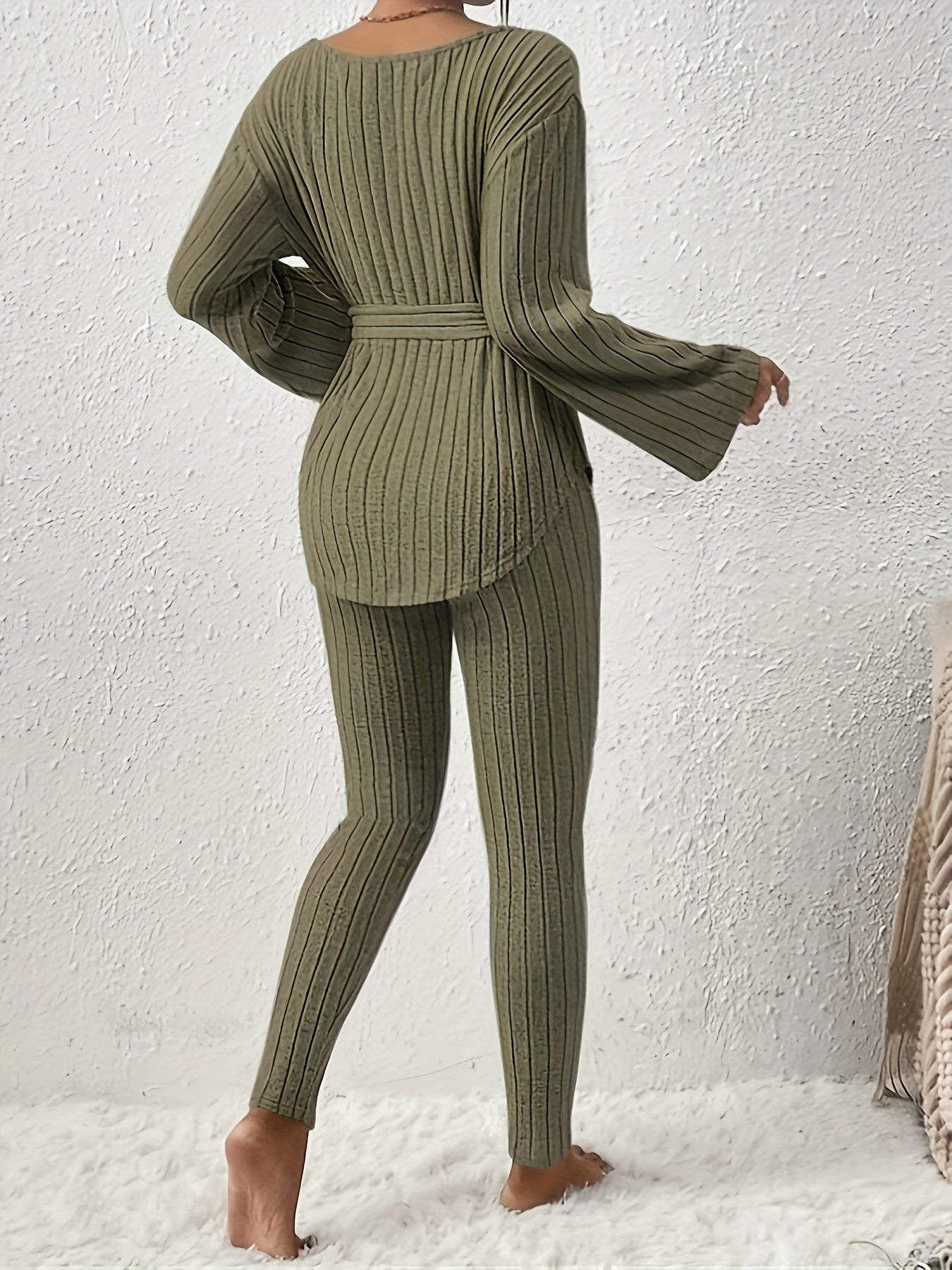 Florine - Conjunto Casual para Mujer con Suéter de Canalé y Pantalón Jogger