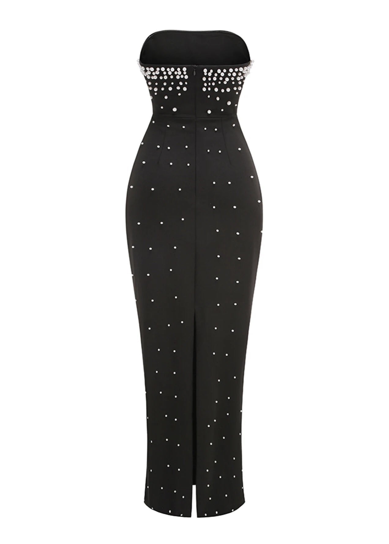 Mackie - Vestido sin tirantes adornado con perlas negro