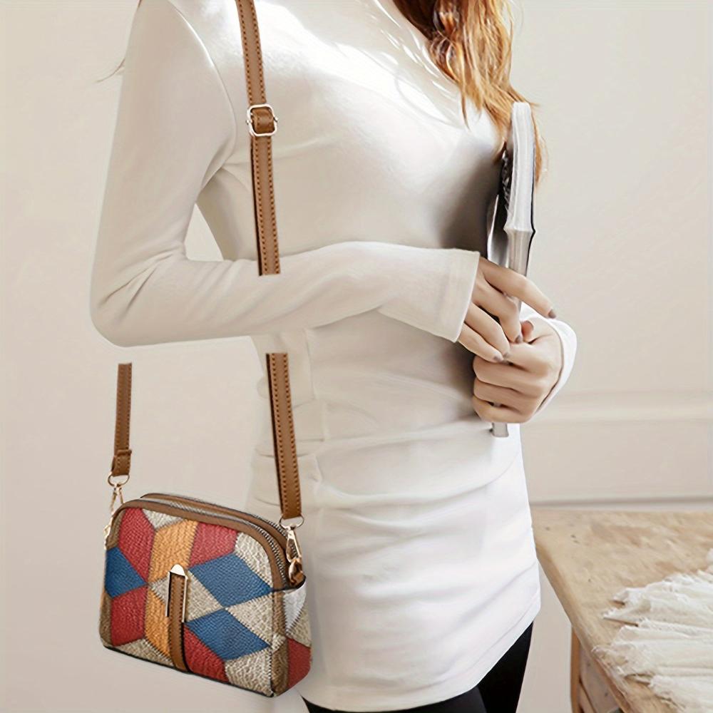 Mini bolso de hombro de patchwork, cómodo y atemporalmente elegante