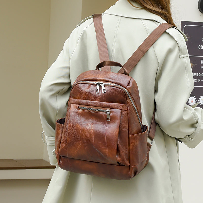 Mochila elegante y atemporal de cuero, cómoda para el uso diario