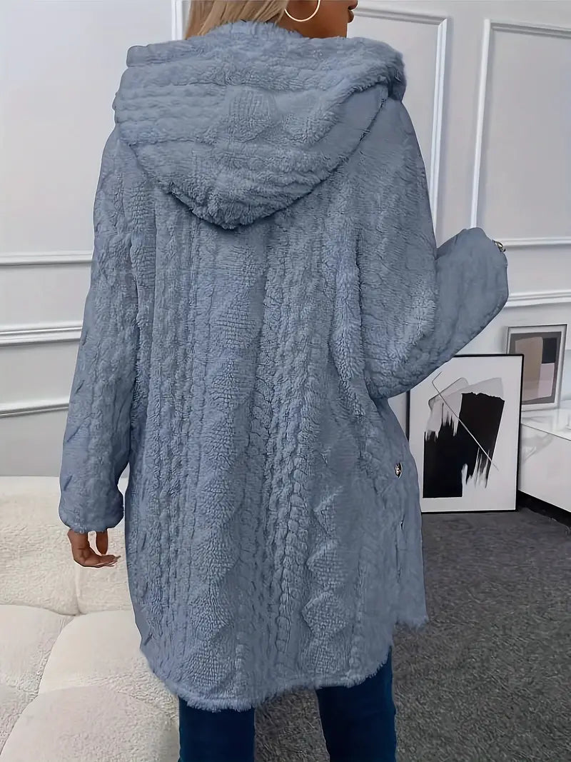 Storm - Abrigo de mujer elegante y cálido de teddy sherpa con capucha