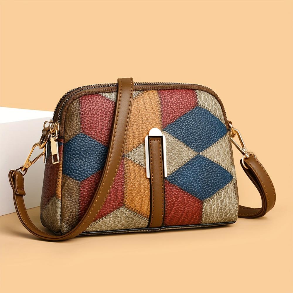 Mini bolso de hombro de patchwork, cómodo y atemporalmente elegante