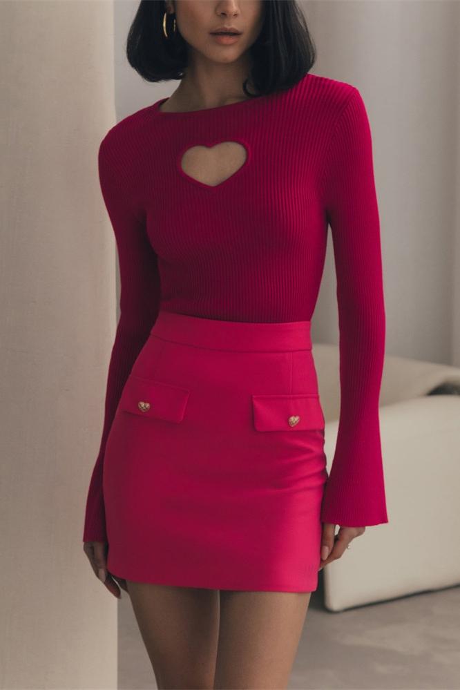 Top de Punto con Escote en Forma de Corazón