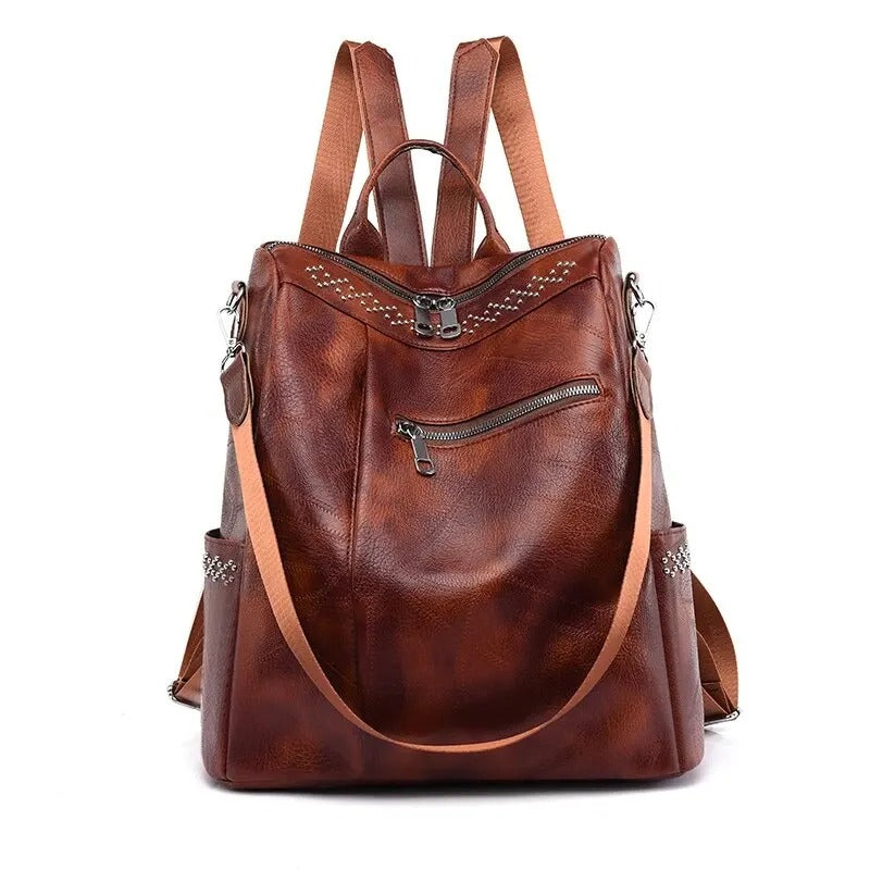 Mochila retro-chic de cuero, cómoda y atemporal para cualquier ocasión