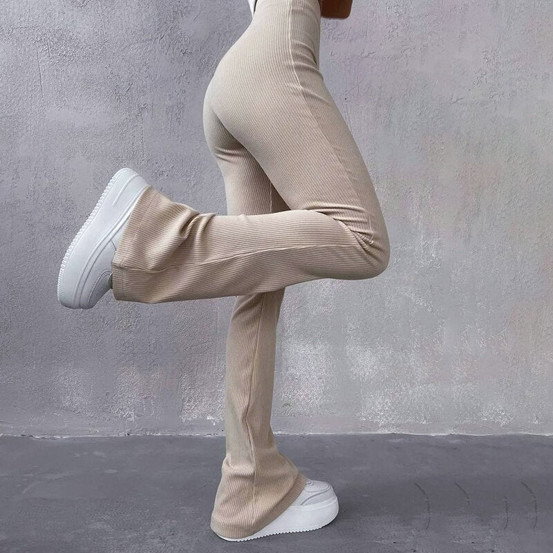 Hazel™ | Pantalón acampanado con canalé