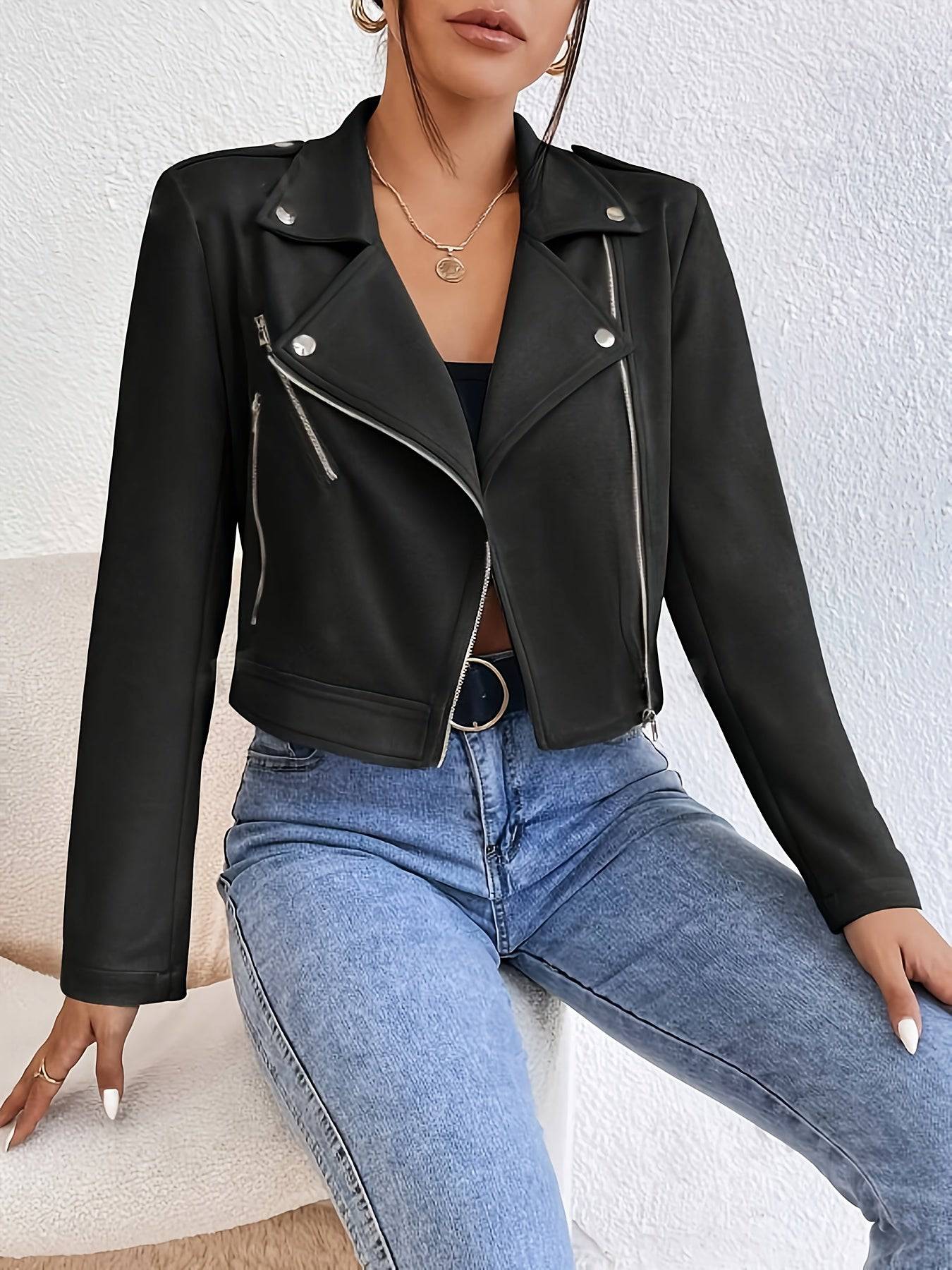 Teresa - Elegante Chaqueta Cortaviento de Cuero para Mujer