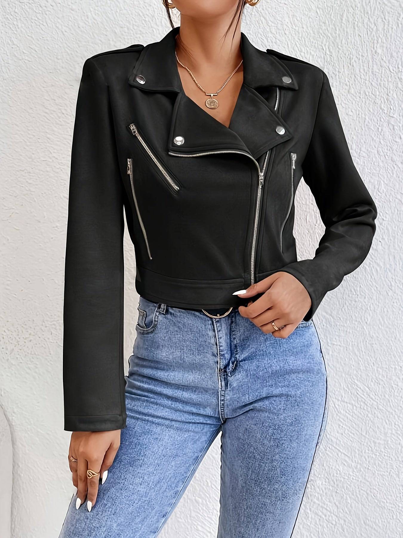 Teresa - Elegante Chaqueta Cortaviento de Cuero para Mujer