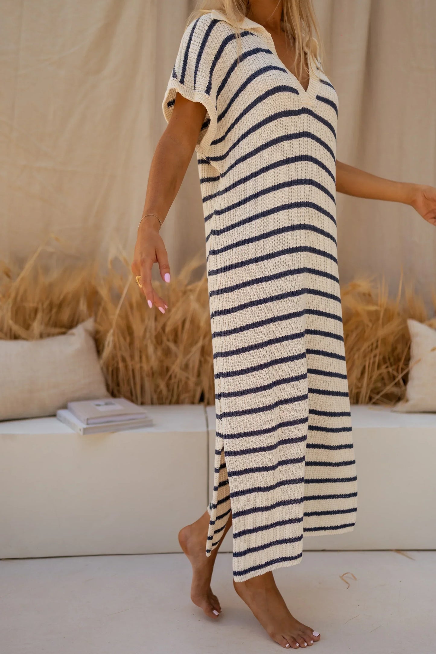 Sophia™ — Vestido de Verano de Punto con Rayas Atemporales