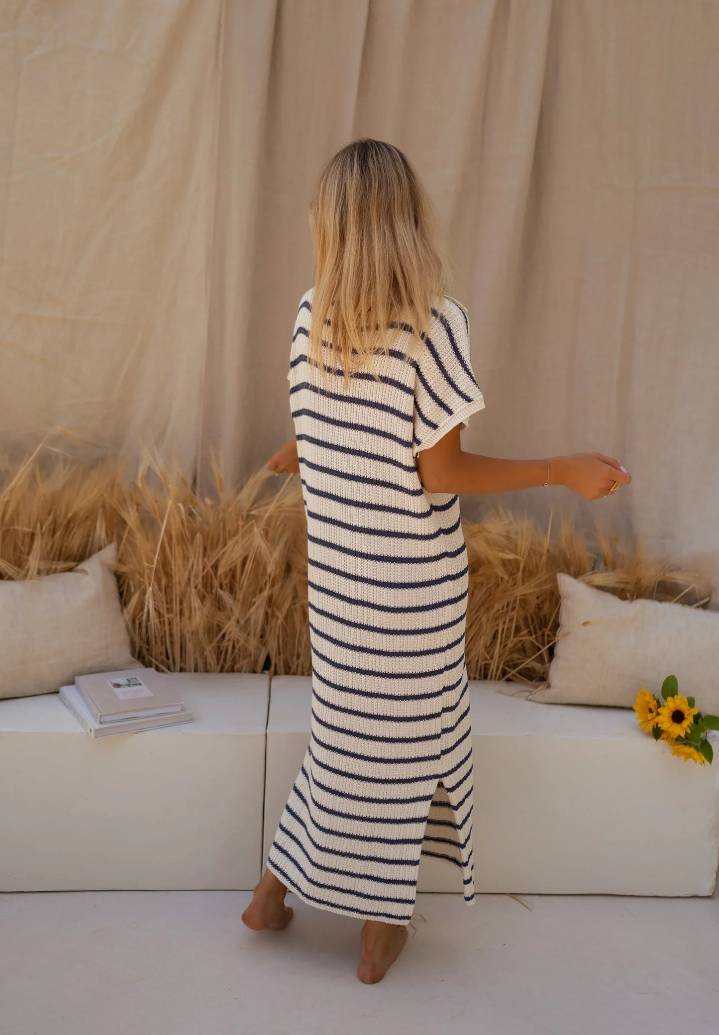 Sophia™ — Vestido de Verano de Punto con Rayas Atemporales