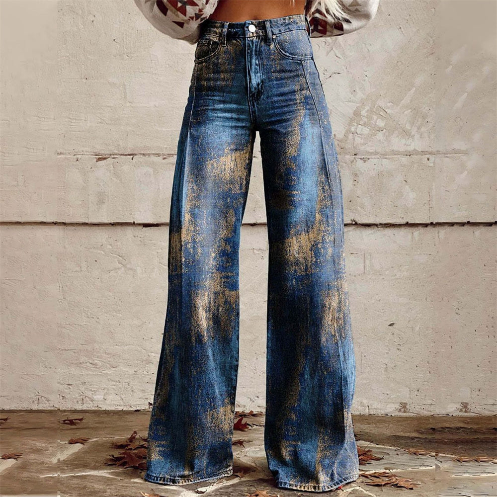 Pantalón con estampado de dalia