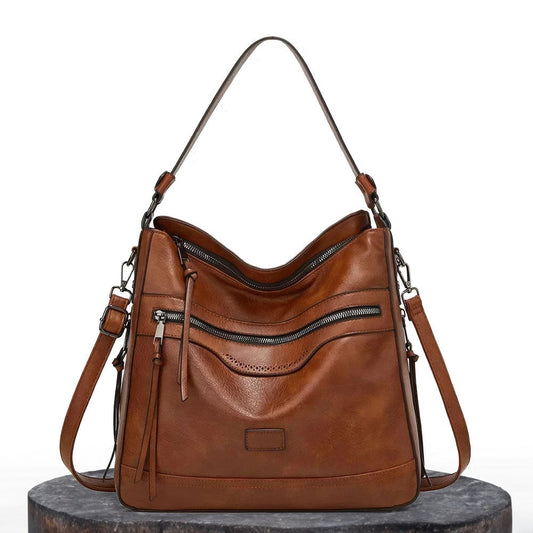 Elegante bolsa de hombro retro de cuero, cómoda y atemporal para cualquier ocasión