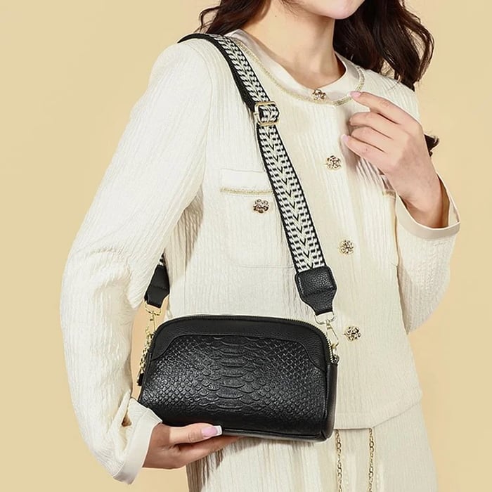 Greta™ - Bolso de hombro de cuero con estampado de cocodrilo