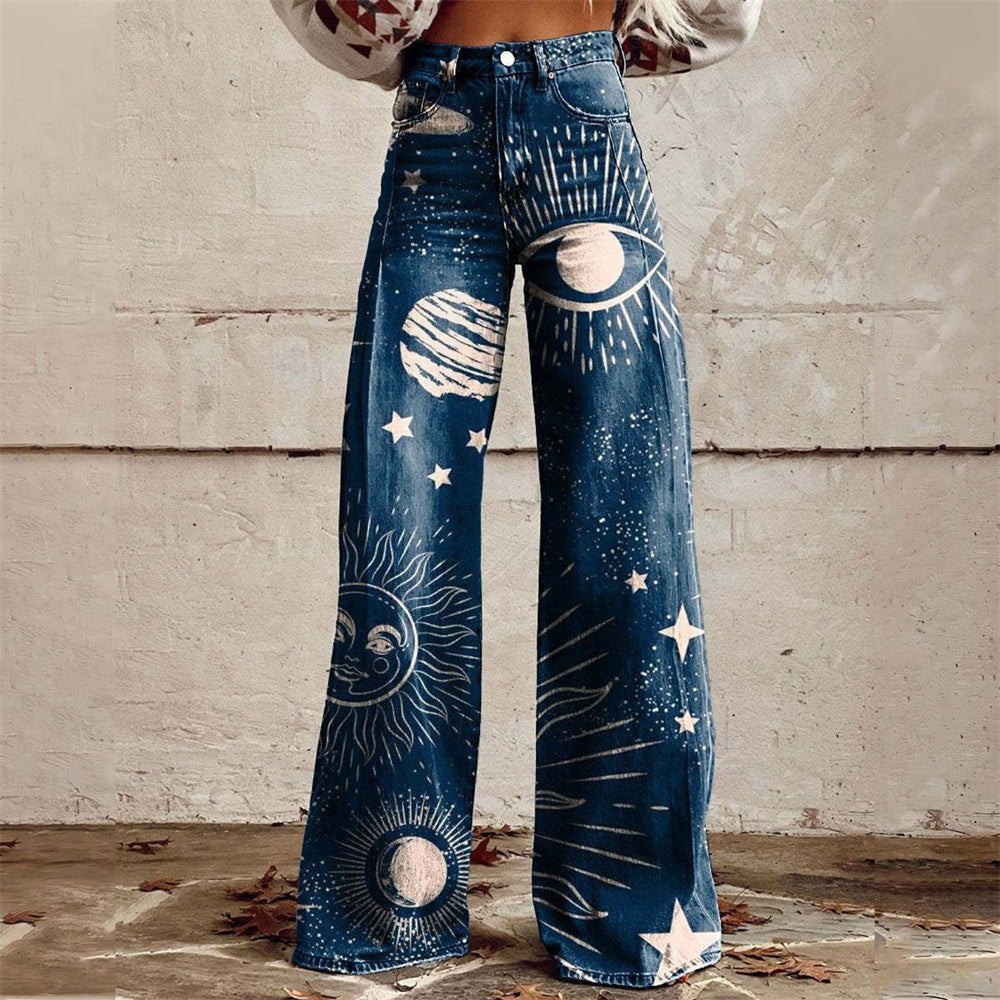Pantalón con estampado de dalia