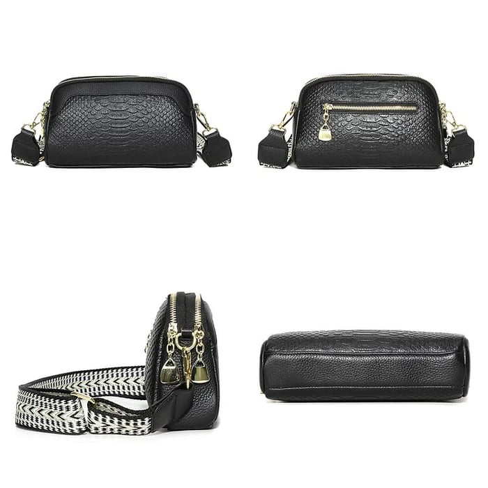 Greta™ - Bolso de hombro de cuero con estampado de cocodrilo