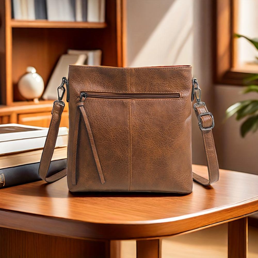Bolso de hombro vintage de algodón con patrón de ajedrez, cómodo y elegante