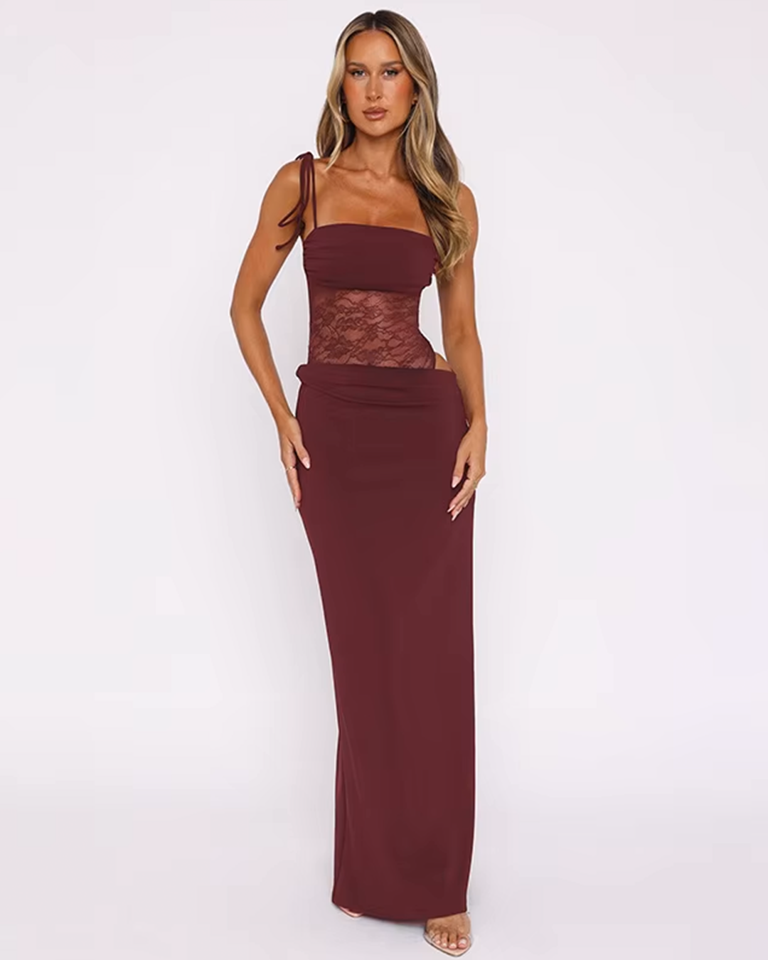 JACQUELINE | Vestido maxi de malla