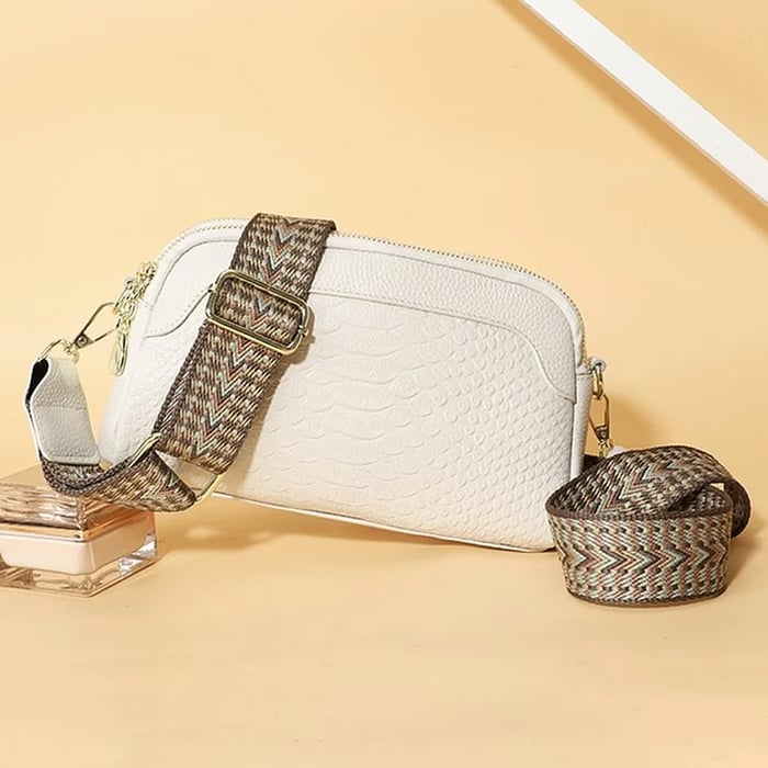Greta™ - Bolso de hombro de cuero con estampado de cocodrilo