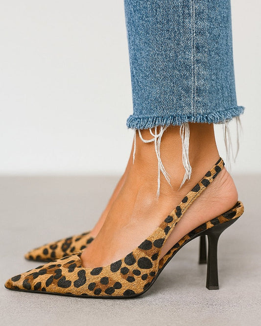 Noa™ | Tacones de Leopardo Kaki