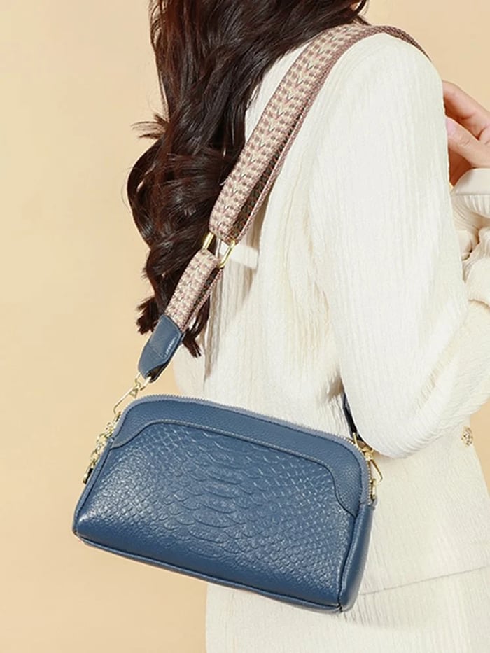 Greta™ - Bolso de hombro de cuero con estampado de cocodrilo