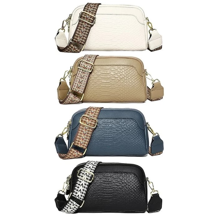 Greta™ - Bolso de hombro de cuero con estampado de cocodrilo