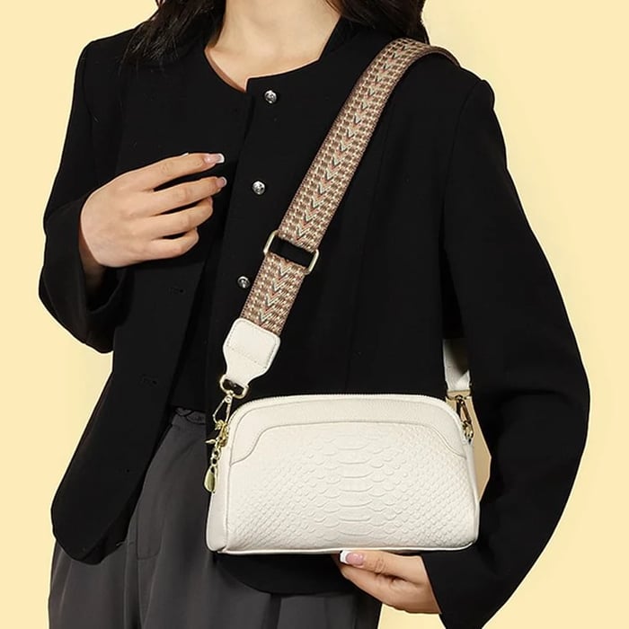 Greta™ - Bolso de hombro de cuero con estampado de cocodrilo