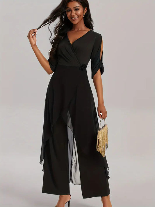 Zara - Mono elegante con escote en V y mangas cortas