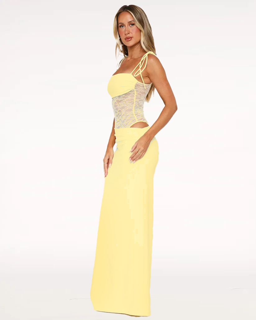 JACQUELINE | Vestido maxi de malla
